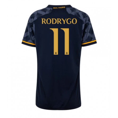 Fotballdrakt Dame Real Madrid Rodrygo Goes #11 Bortedrakt 2023-24 Kortermet